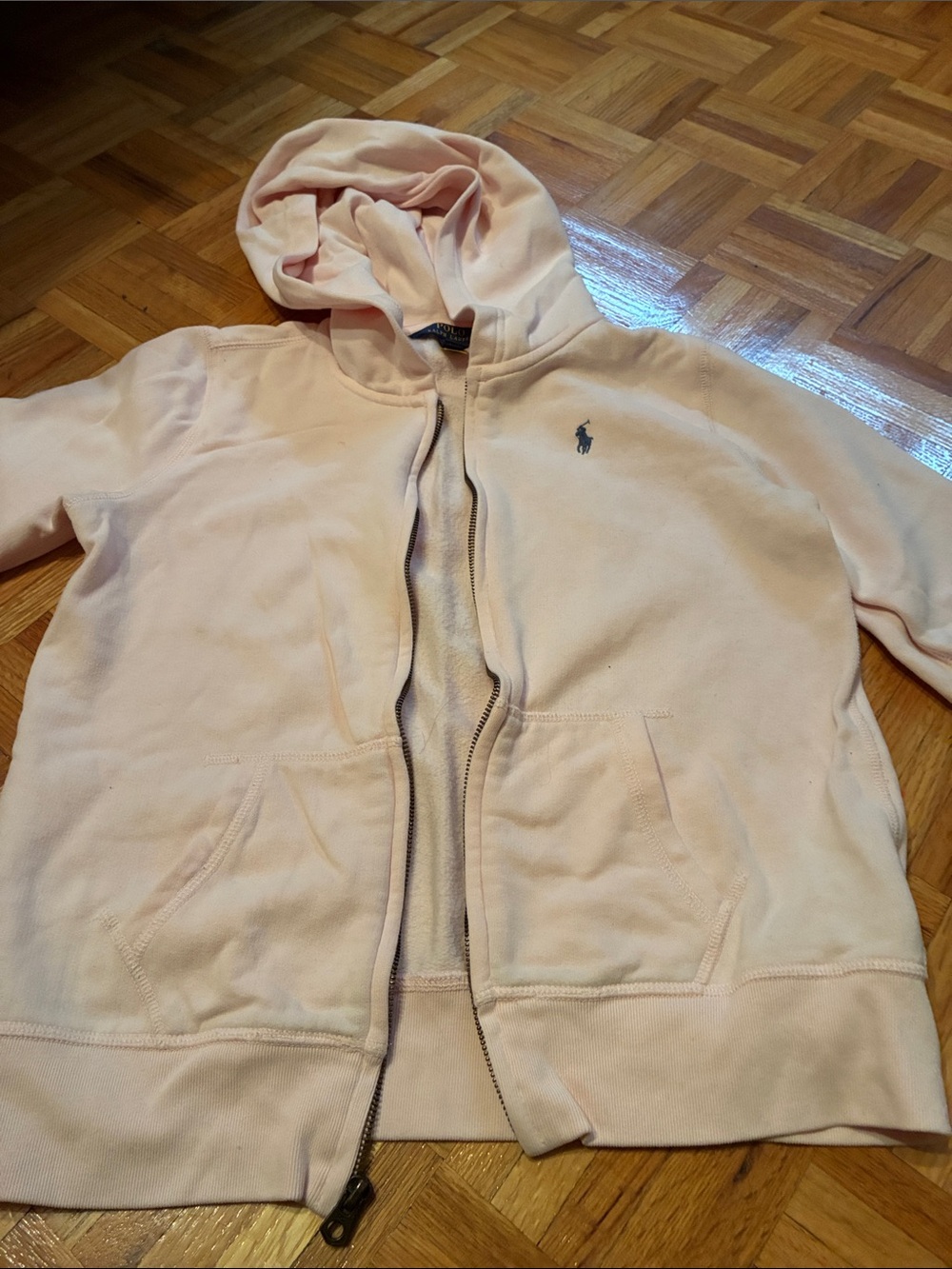 Ralph Lauren Light Pink Hooded Zip Sweatshirt for Kids